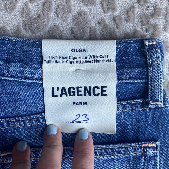 NWT L’AGENCE Olga High Rise Cigarette Jean With Cuff in Amarillo Wash, size 23 - Picture 8 of 10